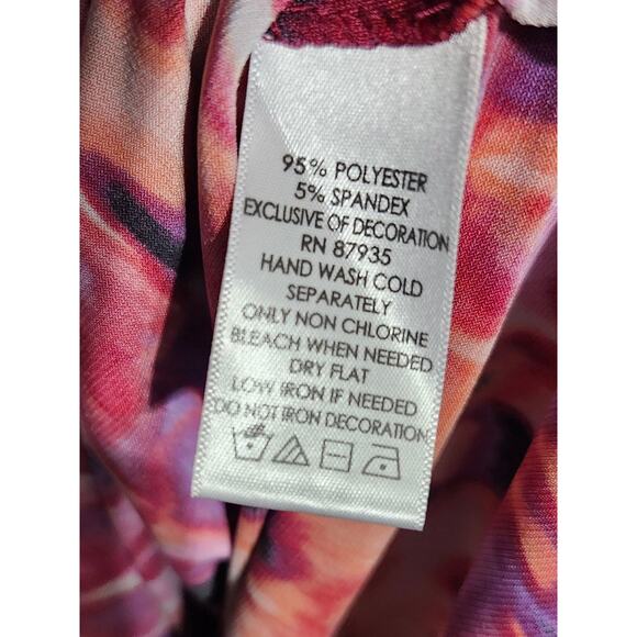 Susan Graver Womens XL Shirt Tunic Abstract Pattern Jeweled V-neckline - Picture 8 of 9